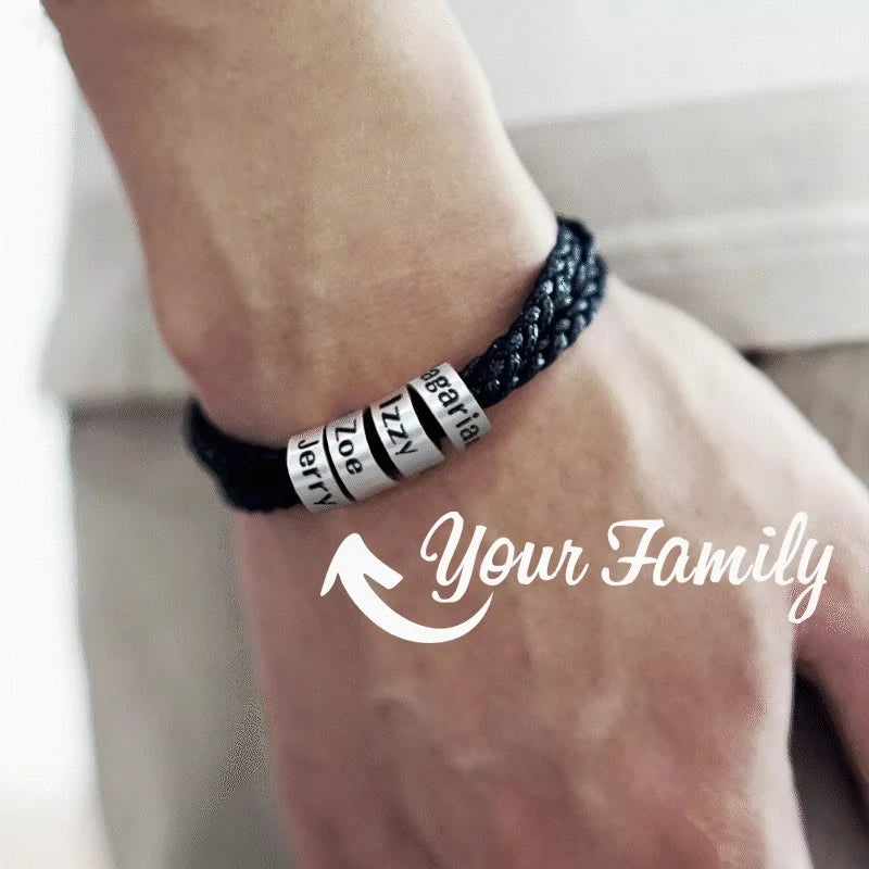 Personalized Name Bracelet for Men – Custom Stainless Steel Beaded Bracelet