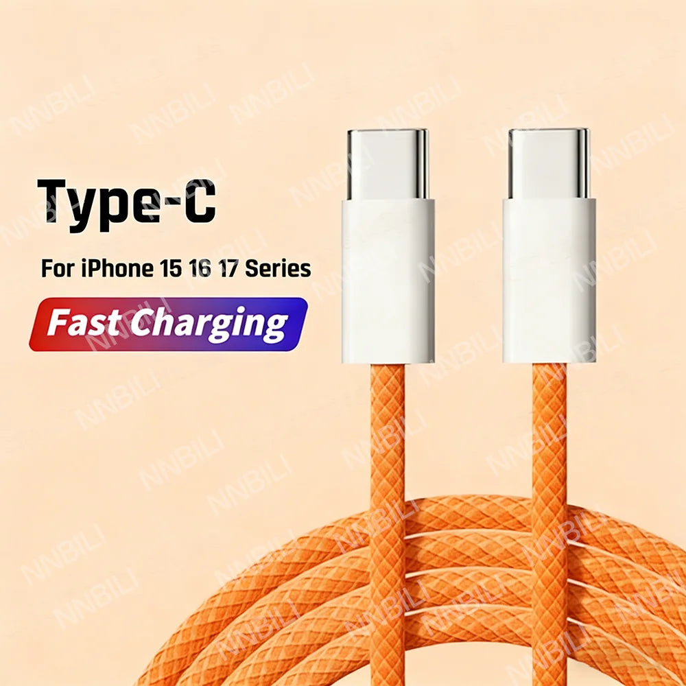 60W Fast Charging USB-C Cable – Braided, 6A, Multiple Colors & Lengths