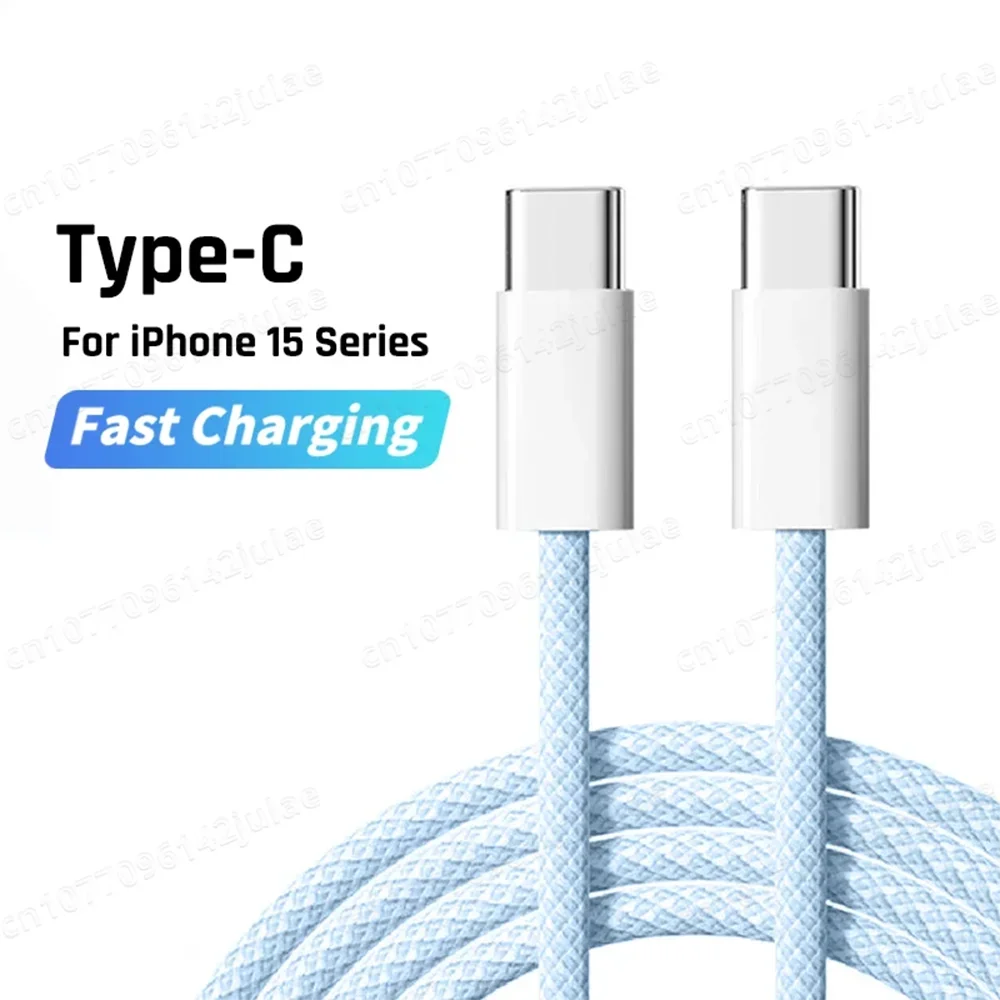 60W Fast Charging USB-C Cable – Braided, 6A, Multiple Colors & Lengths