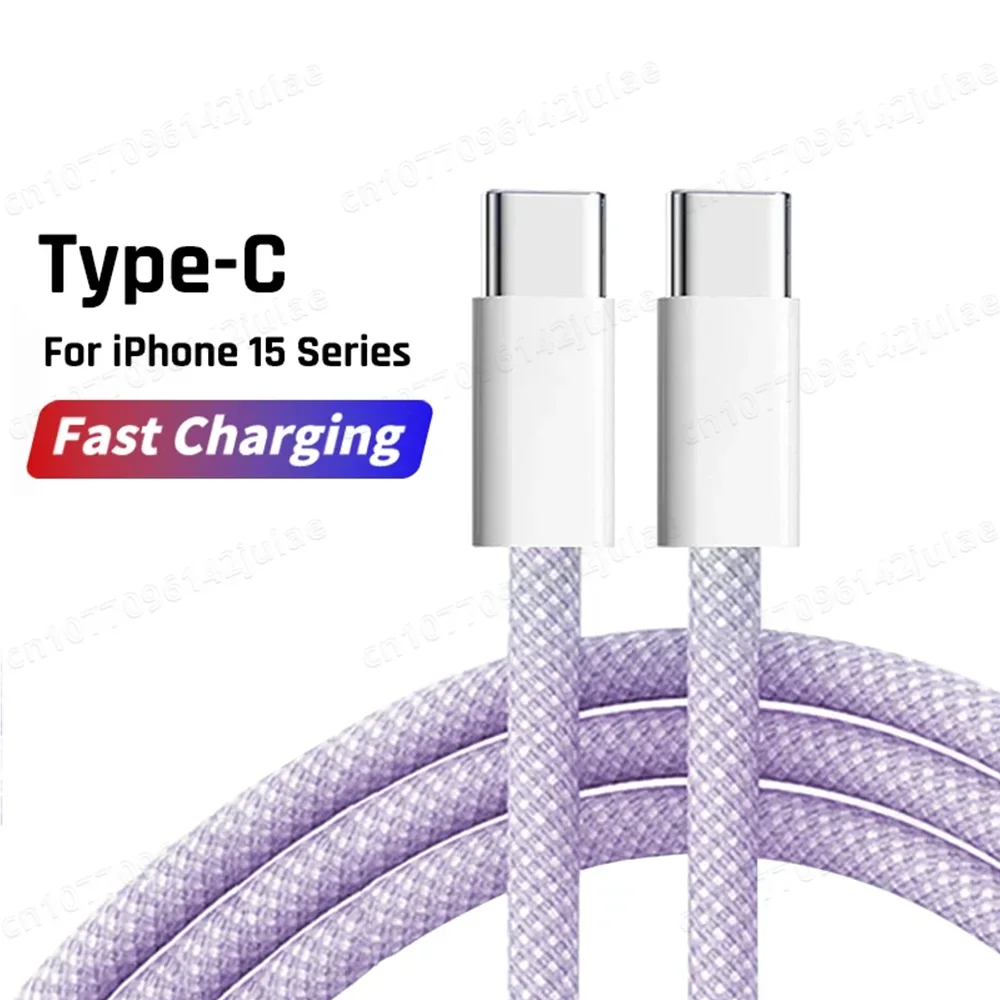 60W Fast Charging USB-C Cable – Braided, 6A, Multiple Colors & Lengths