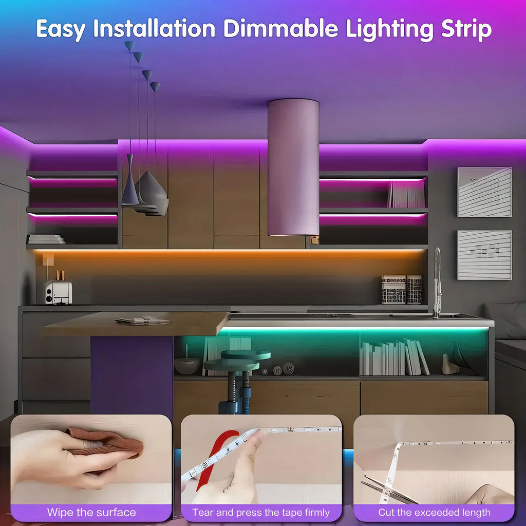 100FT RGB LED Strip Lights – Music Sync, App & Remote Control