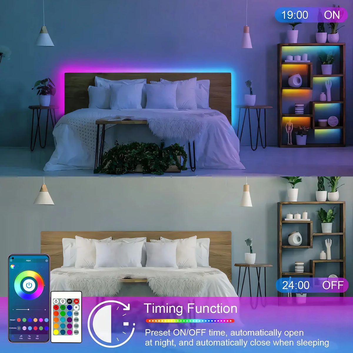 100FT RGB LED Strip Lights – Music Sync, App & Remote Control