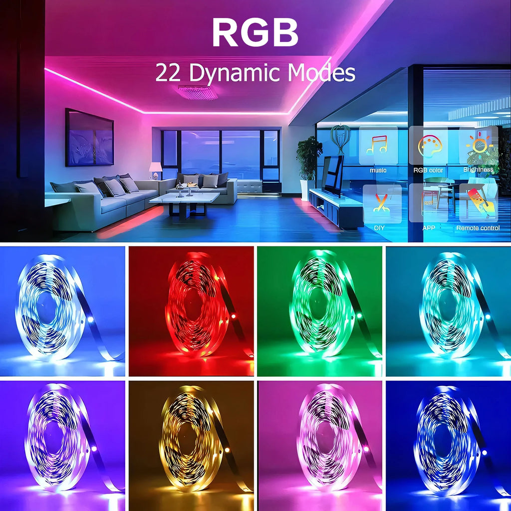 100FT RGB LED Strip Lights – Music Sync, App & Remote Control
