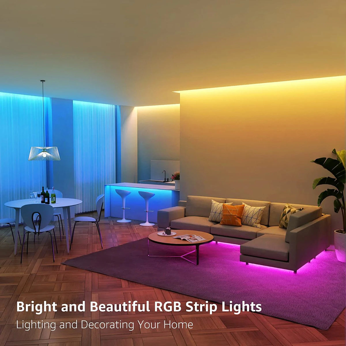 100FT RGB LED Strip Lights – Music Sync, App & Remote Control