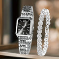 Rhinestone Watch & Bracelet Set – Women's Luxury Gift Duo
